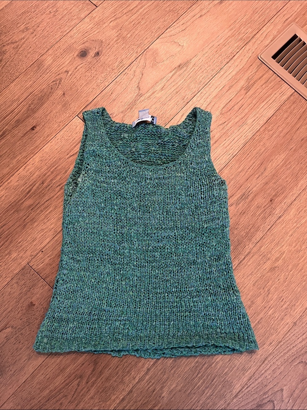 Evan Picone vintage Teal-Green Crochet Tank Top size small